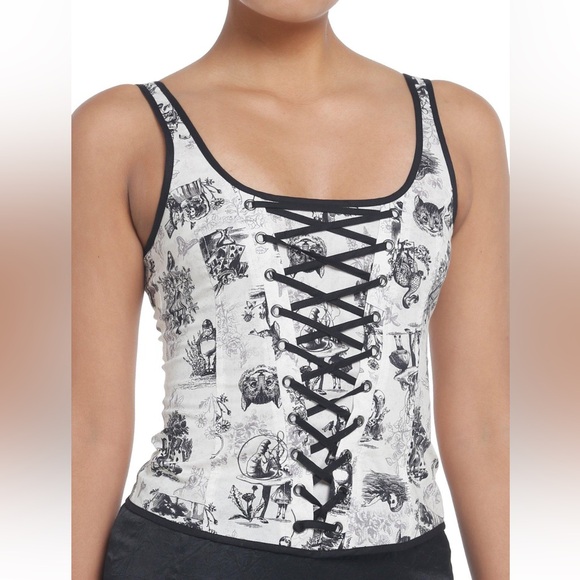 Hot Topic Tops - Thorn & Fable | Through the Looking Glass Corset Top